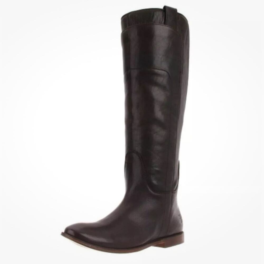 Women’s Frye Paige Tall‎ Riding Boots 6.5 Dark Brown Pull On Leather Country